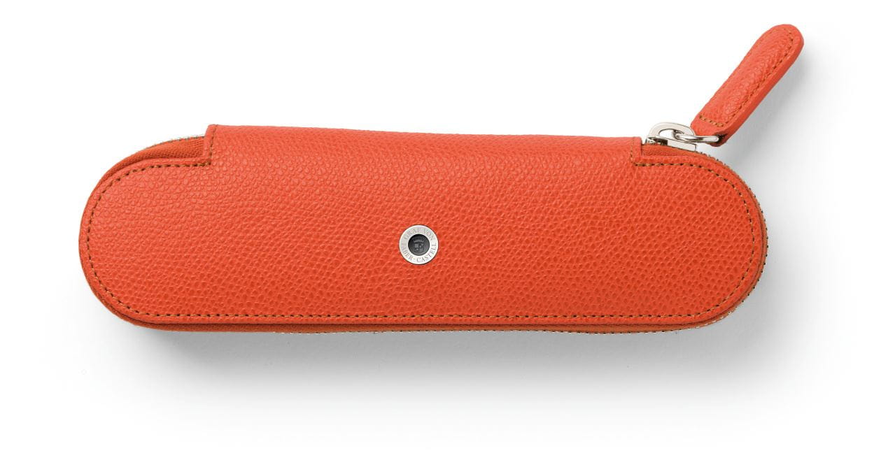 Graf-von-Faber-Castell - Standard case for 2 pens with zipper Epsom, Burned Orange